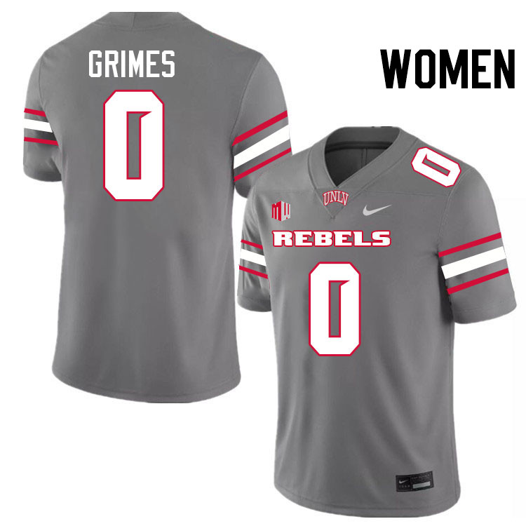 Women #0 Tony Grimes UNLV Rebels College Football Jerseys Stitched-Grey
